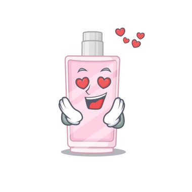 Tutkulu bir parfüm karikatürü maskot konsepti aşık olur.