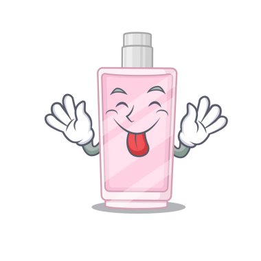 Komik parfüm çizgi film stili. Dili dışarıda.