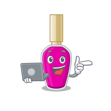 Pembe ojeli düzgün bir çizgi film karakteri. Salgın sırasında evde çalışıyorum.