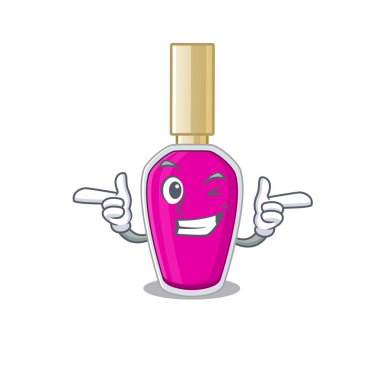 Komik gözlü pembe oje karikatür tasarımı.