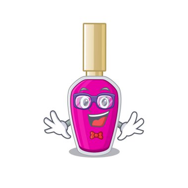 Tuhaf gözlükler takan inek pembe ojeli bir karikatür.