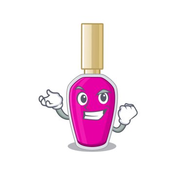 Mutlu yüzlü pembe oje karikatür tasarımı.