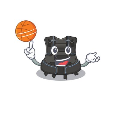 Atletik scuba batmazlık dengeleyici çizgi film maskotu tasarımı basketbol ile