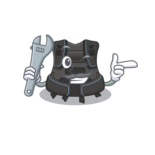 水肺浮力补偿器作为机械师的漫画设计概念 — 图库矢量图片