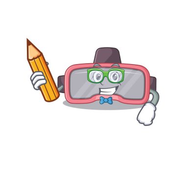 Bir öğrenci vr gözlükleri maskotu tasarım çalışması salgın sırasında evde