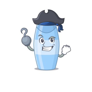 Bir kanca elli Korsan karakter şampuan çizgi film tasarımı. Vektör illüstrasyonu