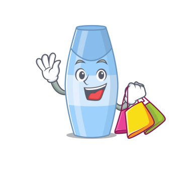 Alışveriş torbalarıyla dolu zengin çizgi film karakteri konsepti. Vektör illüstrasyonu