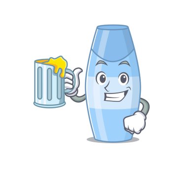 Bir bardak birayla şampuan tostu konsepti. Vektör illüstrasyonu