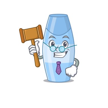 Gözlük takan akıllı bir şampuan karikatür yargıcı. Vektör illüstrasyonu