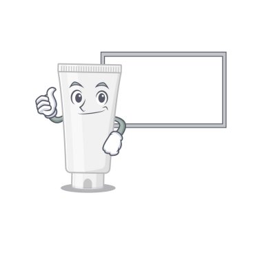 Duş jeli karikatür karakter tasarımı tarzı ve beyaz tahta. Vektör illüstrasyonu