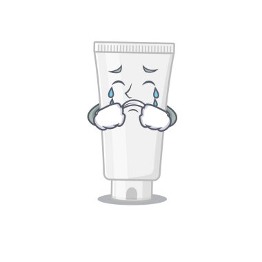 Hüzünlü bir duş jelinin karikatür tasarımı. Vektör illüstrasyonu