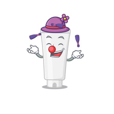 Duş jeli çizgi film tasarımı jonglörlüğü seviyor. Vektör illüstrasyonu