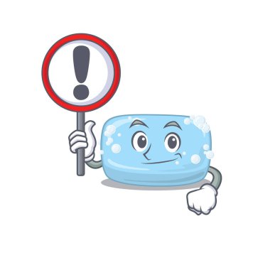 Ünlem tahtası olan bir sabun karikatürü. Vektör illüstrasyonu