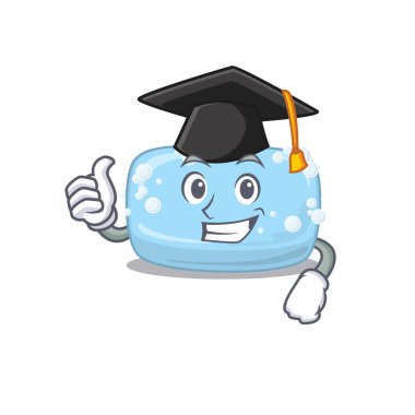 Mezuniyet töreni için şapkalı sabun karikatür tasarımı. Vektör illüstrasyonu