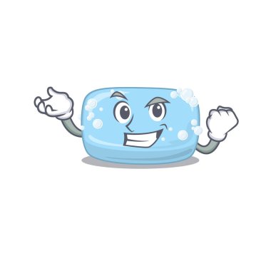 Mutlu yüzlü bir karikatür dizayn sabun. Vektör illüstrasyonu