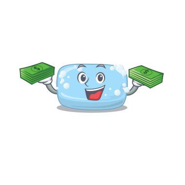 Elinde çok para olan zengin bir çizgi film karakteri. Vektör illüstrasyonu