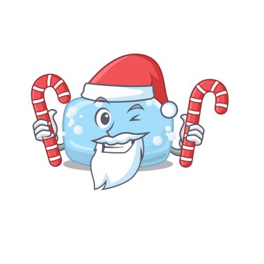 Noel Baba çizgi film karakteri gibi giyinmiş sabun ve Noel şekeri. Vektör illüstrasyonu