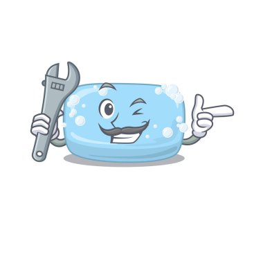 Tamirci olarak çalışan bir karikatür tasarımı. Vektör illüstrasyonu