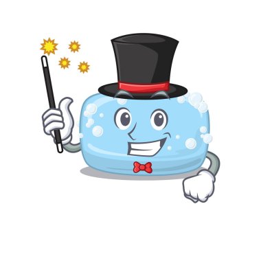 Sabun karikatür tasarım tarzında zeki bir sihirbaz. Vektör illüstrasyonu