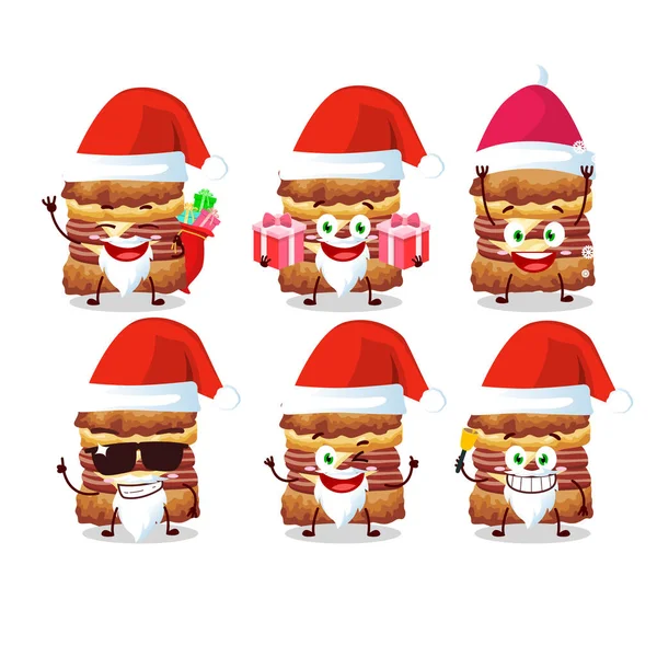 Emoticones de Santa Claus con personaje de dibujos animados de sándwich de pollo — Vector de stock