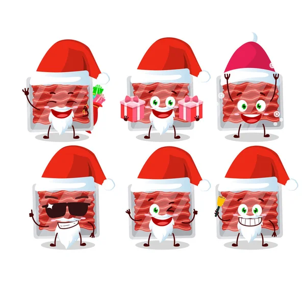 Emoticons de Papai Noel com personagem de desenho animado de carne moída — Vetor de Stock