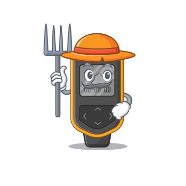 Çiftçi dalış bilgisayarı maskotu tasarımı şapka ile çalışıyor