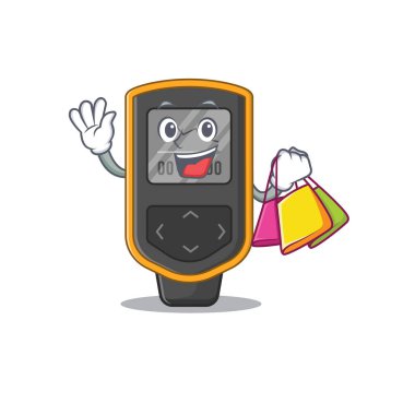 Alışveriş torbalarıyla zengin bilgisayar çizgi film karakteri kavramı