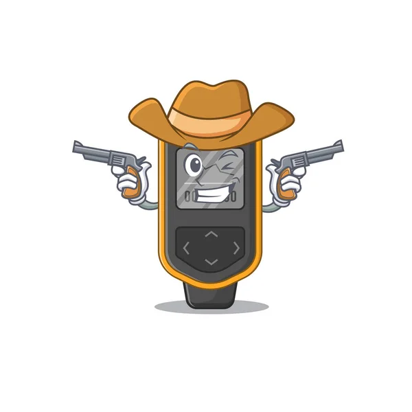 Ein weiser Cowboy im Tauchcomputer-Cartoon-Design mit Gewehren — Stockvektor