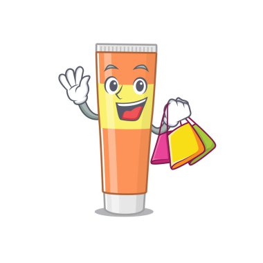 Diş macunu, alışveriş torbalarıyla zengin çizgi film karakteri kavramı