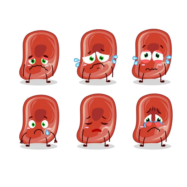 Desenhos animados de presunto em caráter com expressão triste — Vetor de Stock