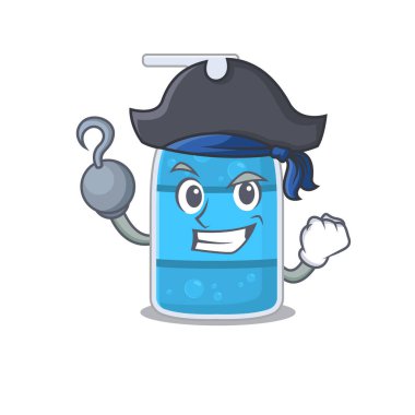 El yıkama jeli çizgi film tasarımı Korsan karakterin tek eli kancalı.