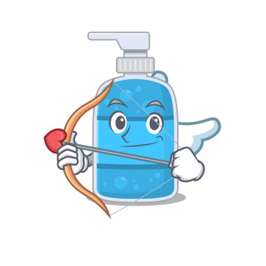 El yıkama jeli oklu romantik aşk karikatürü çizimi.