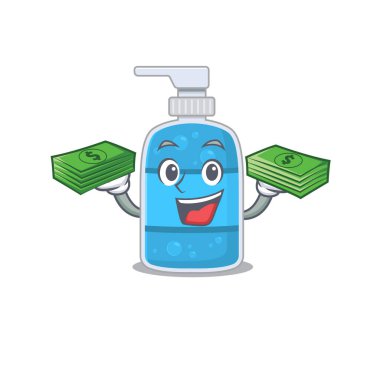 Çok parası olan zengin bir el yıkama jeli çizgi film karakteri.
