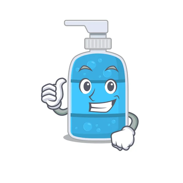 Дизайн персонажа гелевого мультфільму для миття рук, що показує добре палець — стоковий вектор