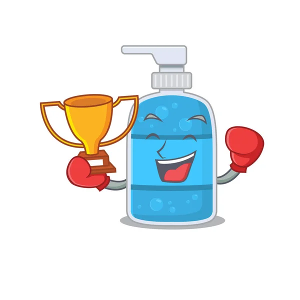 Un élégant gagnant de boxe de gel lavage à la main concept de caricature — Image vectorielle