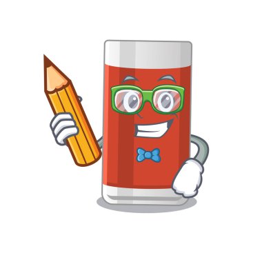 Salgın sırasında evde bir bardak elma suyu maskotu tasarım çalışması. Vektör illüstrasyonu