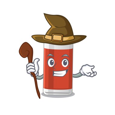 Sinsi cadı camı elma suyu çizgi film karakteri tasarımı. Vektör illüstrasyonu