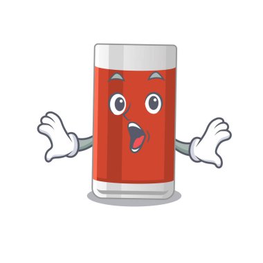 Bir bardak elma suyu maskotu tasarımı harika bir jest gösteriyor. Vektör illüstrasyonu