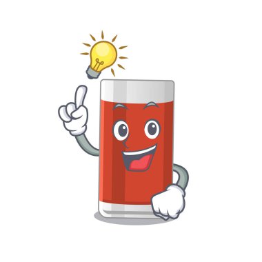 Dahi bir bardak elma suyu maskot karakterinin bir fikri var. Vektör illüstrasyonu