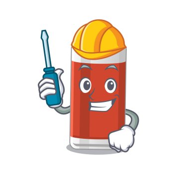 Bir bardak elma suyunun karikatür tasarımı otomotiv olarak işe yaradı. Vektör illüstrasyonu