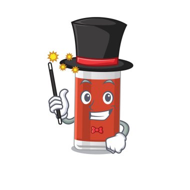 Elma suyu karikatür tasarım tarzında zeki bir sihirbaz. Vektör illüstrasyonu