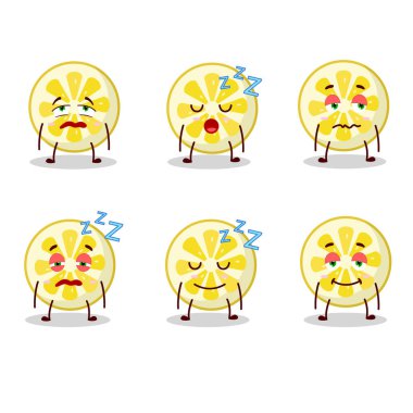 Uykulu ifadeli limon diliminin çizgi film karakteri