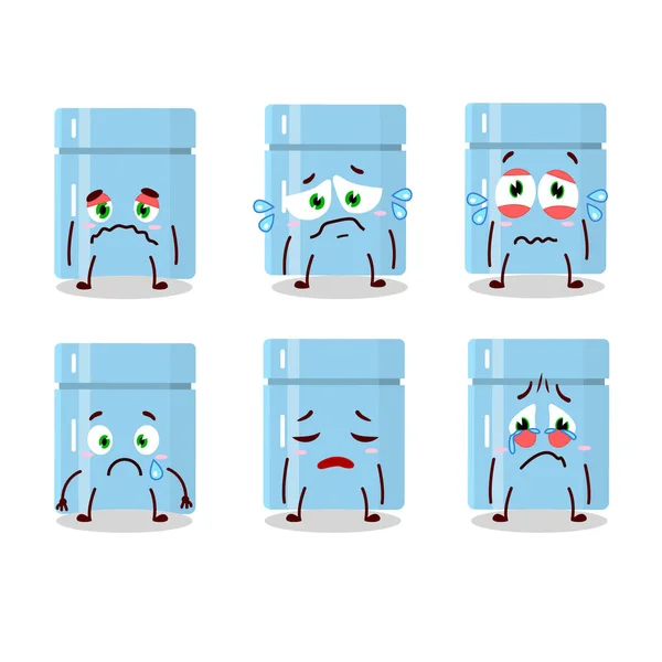 Desenhos animados geladeira em caráter com expressão triste — Vetor de Stock