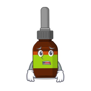 Çizgi film tasarımı sıvı şişesi endişeli yüzünü gösteriyor