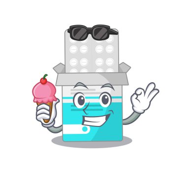 Dondurmalı tıbbi ilaç şişesi karikatür tasarımı.