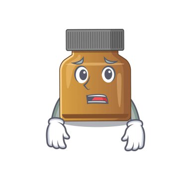 B vitamininin karikatür tasarımı endişeli bir yüze sahip.