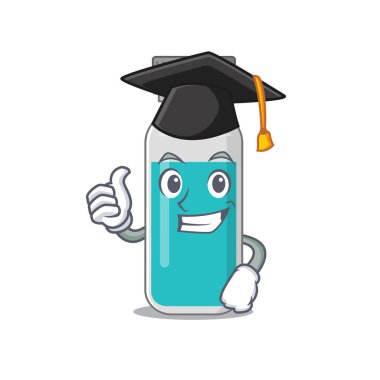 Mezuniyet töreni için şapkalı tıbbi test şişesi karikatür resim tasarımı