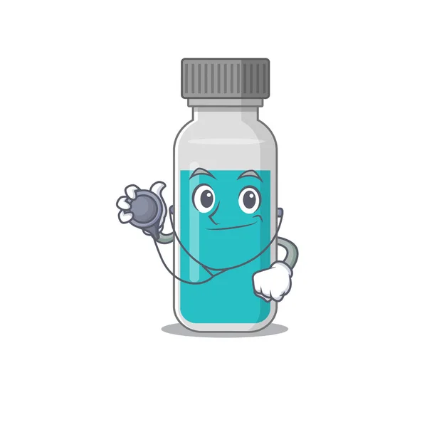 Une bouteille de test médical dédié médecin conception caricature travailler avec des outils — Image vectorielle