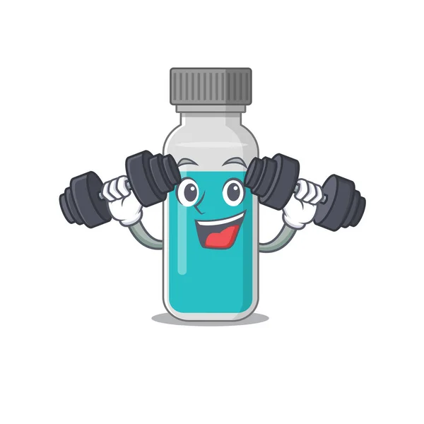 Projekt maskotki butelek do badań medycznych mięśni ze sztangą podczas ćwiczeń — Wektor stockowy