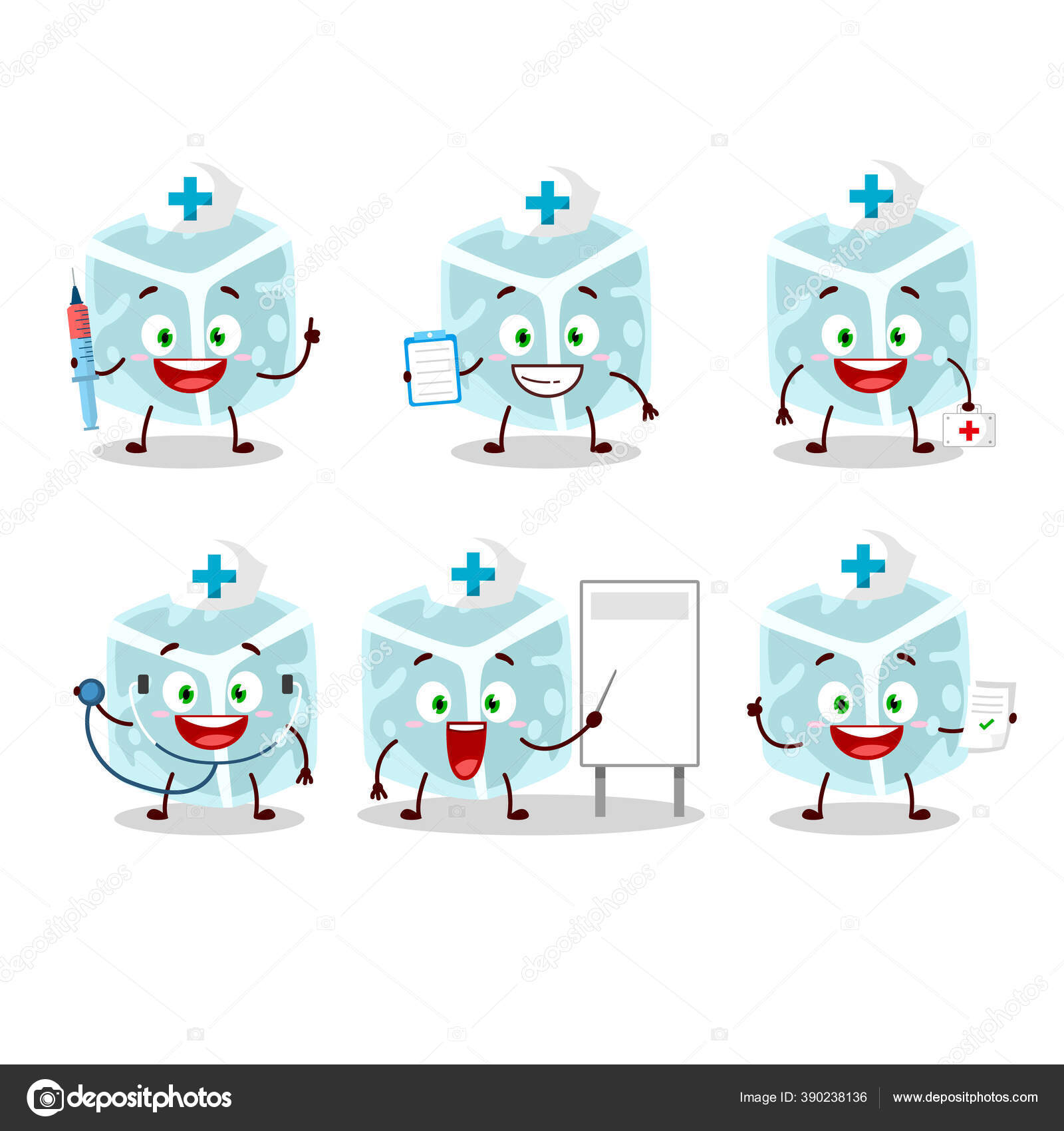 Emoticon Profesi Dokter Dengan Karakter Kartun Tabung Ilustrasi Vektor Stok Vektor C Kongvector 390238136